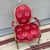 A Vintage Red Upholstered Painted Decorated and Carved French Bergere Arm Chair For Sale - Image 11 of 12