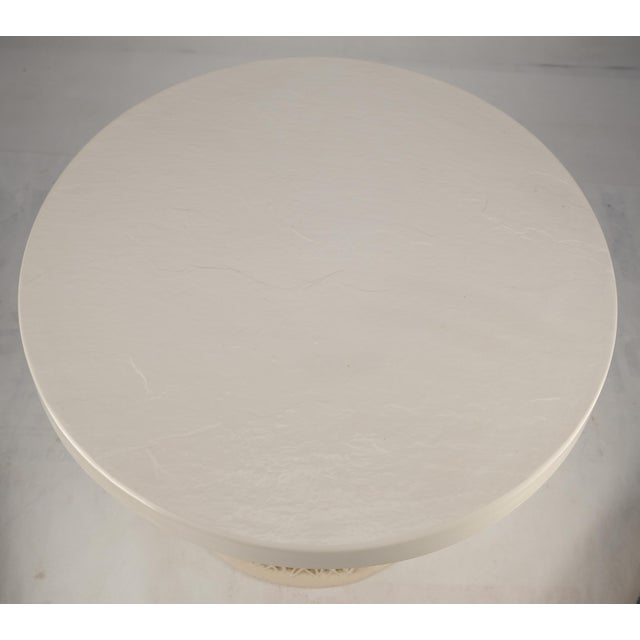 Set 3 Spun Fiberglass Molded Stone Textured 21" Round Top End Side Table Woodard For Sale - Image 6 of 16