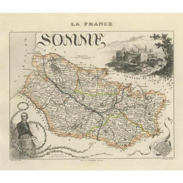 Antique Map of the Somme with Amiens and Abbeville, 1860 For Sale - Image 12 of 12