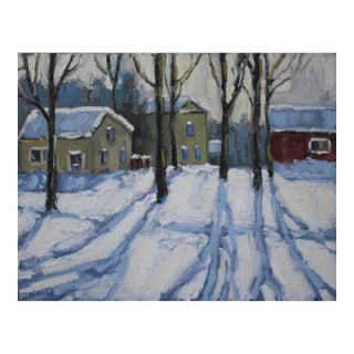 Contemporary Winterscape Oil Painting Landscape For Sale