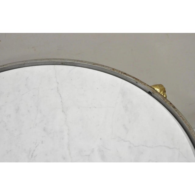 Late 20th Century Italian Neoclassical Brass Rams Head Round Marble Steel Gueridon Side Table For Sale - Image 11 of 12