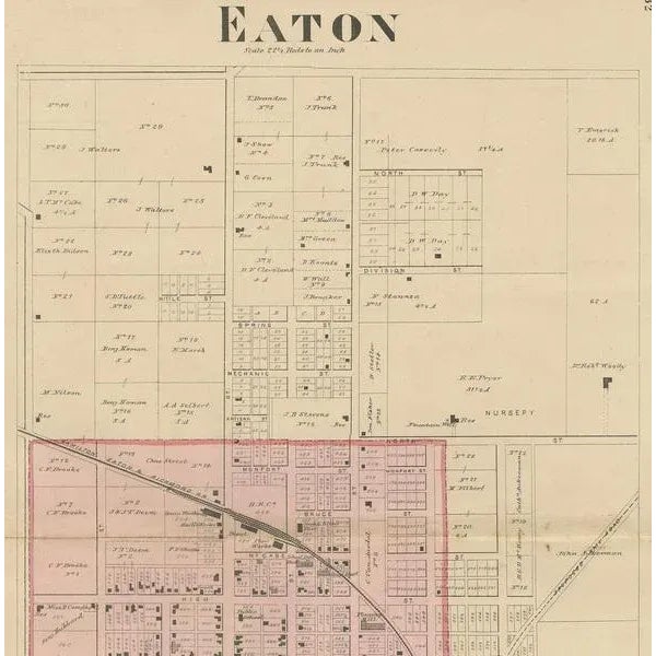 Antique Map of Eaton Ohio by Titus, 1871 For Sale - Image 3 of 5