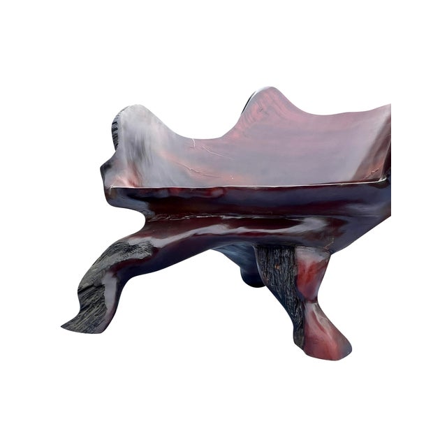 Modern Pair of Vintage Hand Carved Raw Wood Chairs Seating For Sale - Image 3 of 10