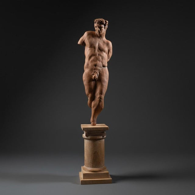 Late 20th Century Campbell G Paxton-Signed Clay Male Figure Sculpture-Fragment of Youth Pensive For Sale - Image 6 of 10