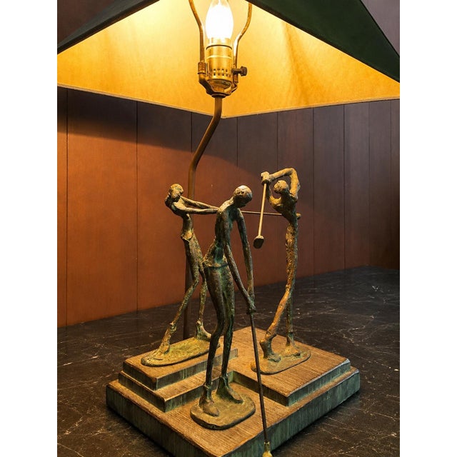 1970s Frederick Cooper Golfer Lamp | Vintage Three Golfers Sculpture Mid-Century Modern Lighting For Sale - Image 5 of 8
