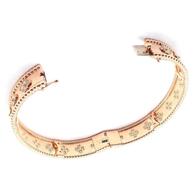 Van Cleef & Arpels Perlee Diamond Clover Rose Gold Bangle Bracelet For Sale In Philadelphia - Image 6 of 13