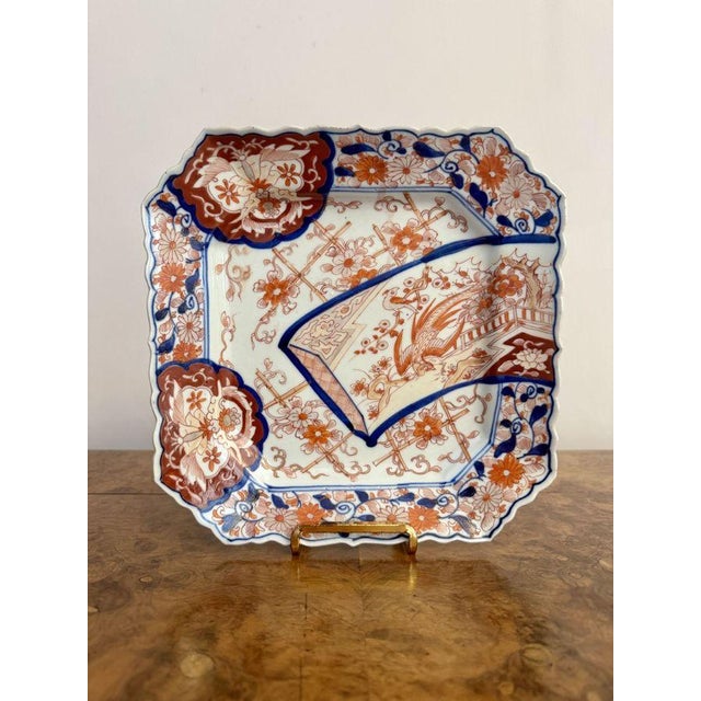 1900 - 1909 Antique Japanese Square Imari Plate, 1900s For Sale - Image 5 of 5