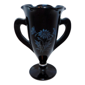 1930s l.e. Smith Black Milk Glass Loving Cup