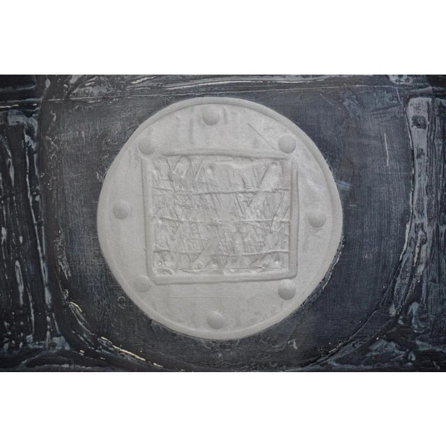 Gary Shaffer "Untitled Silver Circle" Textured Collograph c.1980s For Sale - Image 5 of 8
