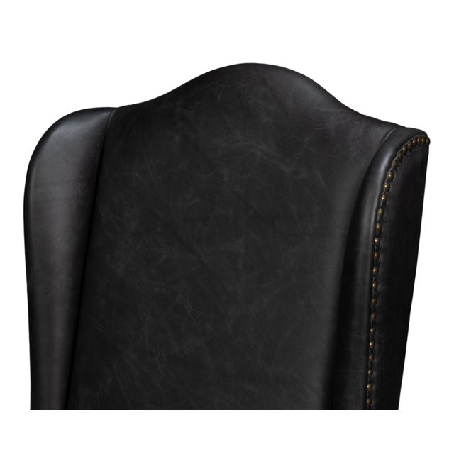 Leather Wingback Dining Chairs in Black, Sets of 2 For Sale In Raleigh - Image 6 of 11