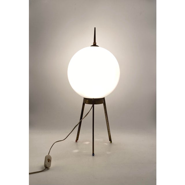 Metal Mid-Century Tripod Brass Table Lamp, 1950s For Sale - Image 7 of 18