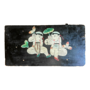 Antique Chinese Painted Wooden Panel