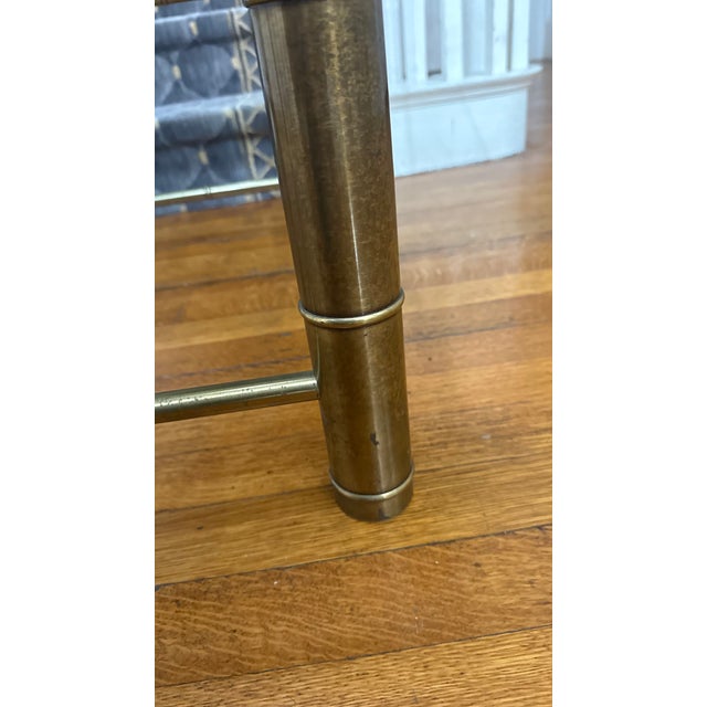 1970s Faux Bamboo Brass Attributed to Mastercraft Coffee Table With Beveled Glass For Sale - Image 14 of 14