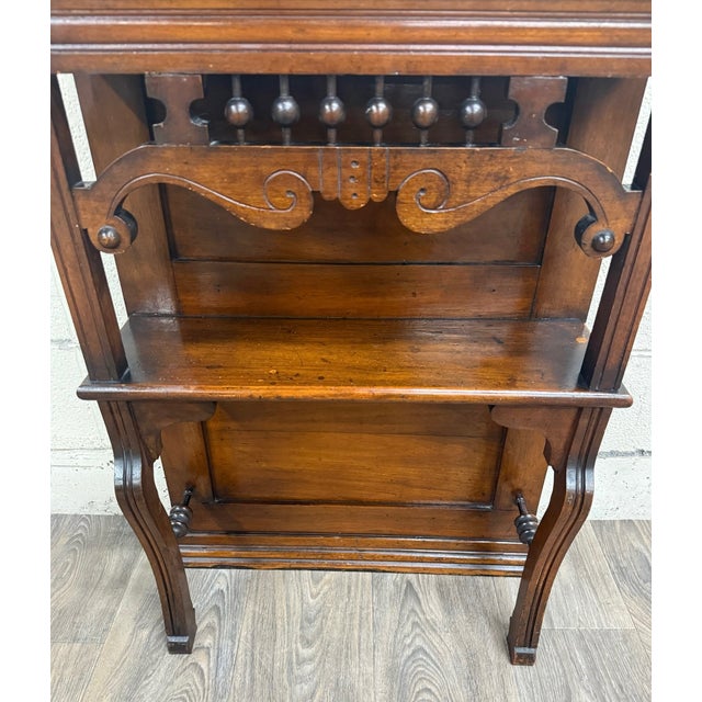Antique Victorian Eastlake Hall or Entry Pier Mirror With Tennessee Red Marble For Sale In Kansas City - Image 6 of 14