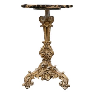 Italian Baroque Revival 19th-Century Carved Gilt Table with Zebra Hide Top For Sale
