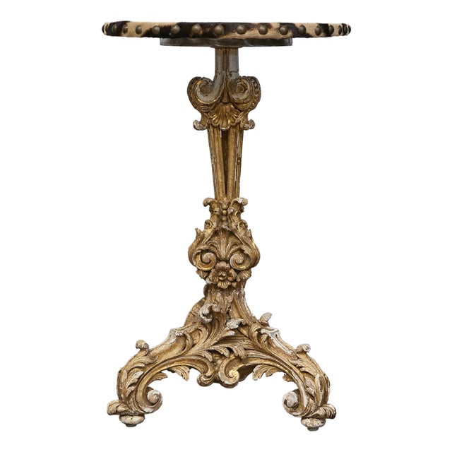Italian Baroque Revival 19th-Century Carved Gilt Table with Zebra Hide Top For Sale