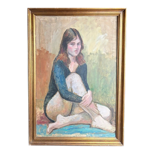 Early Oil Painting - Portrait of a Sitting Girl