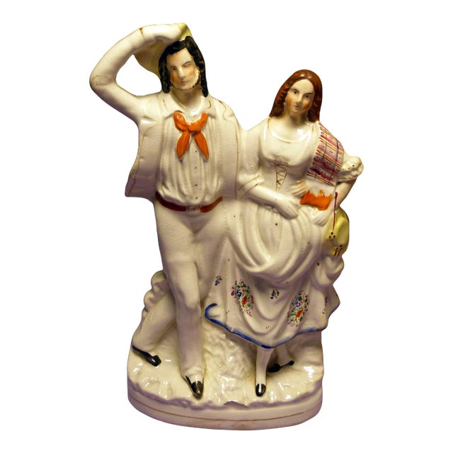 Antique Staffordshire Figurine, Jovial Couple For Sale