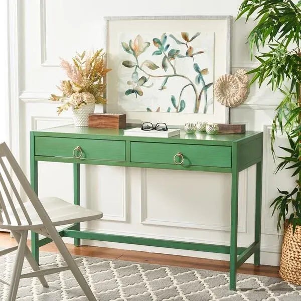 Contemporary Esther 2 Drawer Desk - Turquoise For Sale - Image 3 of 11
