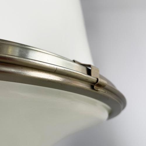 Metal Mid-Century Italian Modern Hanging Lights in Opaline Glass and Metal, 1960s, Set of 2 For Sale - Image 7 of 16