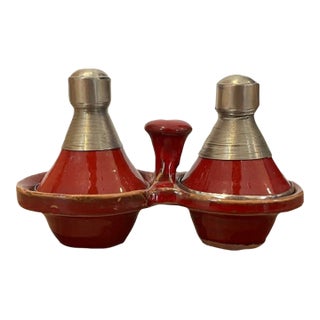 Vintage Moroccan Double Mini Tagine Spice Holder For Sale