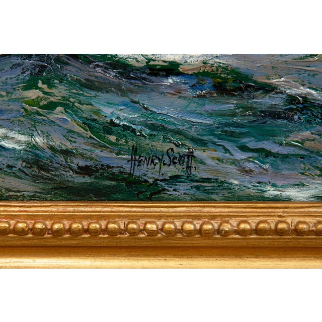 Wood Seascape Painting of American Clipper Ship “Red Cloud” by Henry Scott For Sale - Image 7 of 11