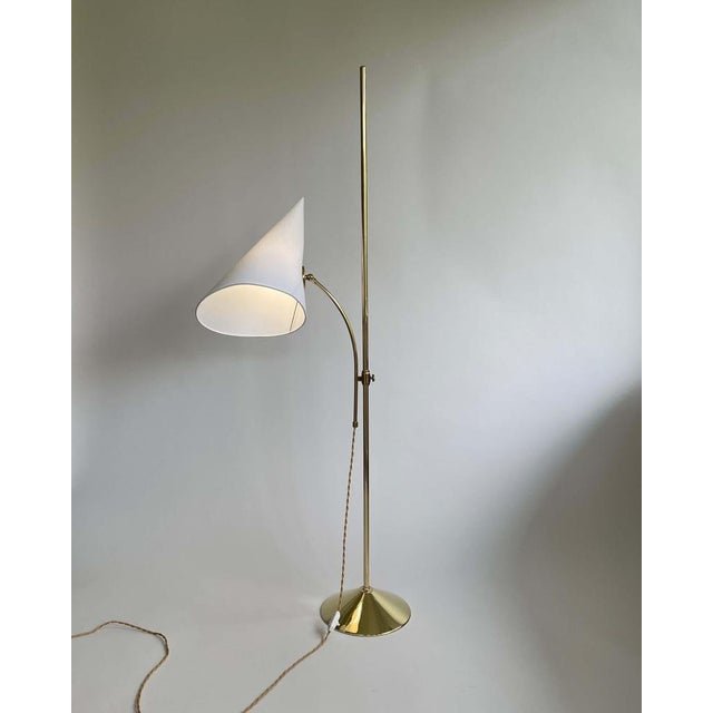 Swedish Brass Adjustable Witches Hat Floor Lamp, 1950s For Sale - Image 16 of 18