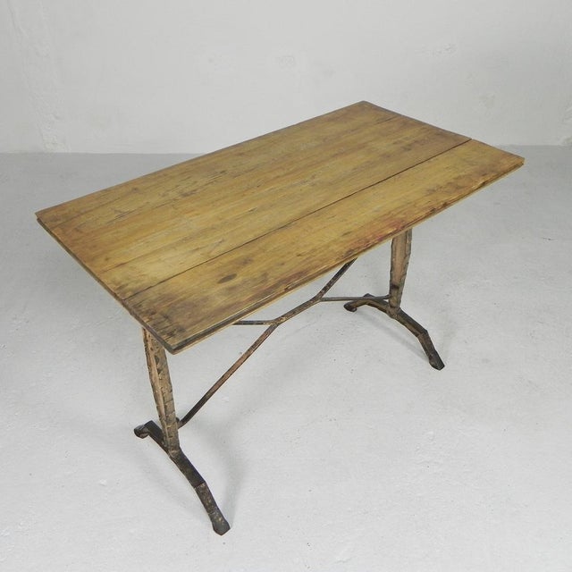 Art Deco Bistro Table with Oak Top on Cast Iron Table, 1930s For Sale - Image 3 of 18