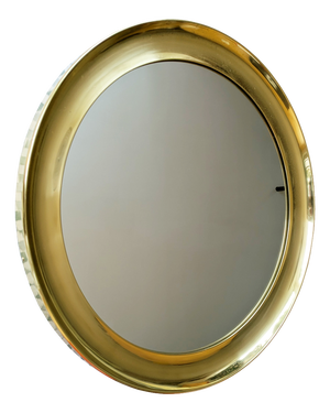 Large Italian Brass Wall Mirror, 1970s