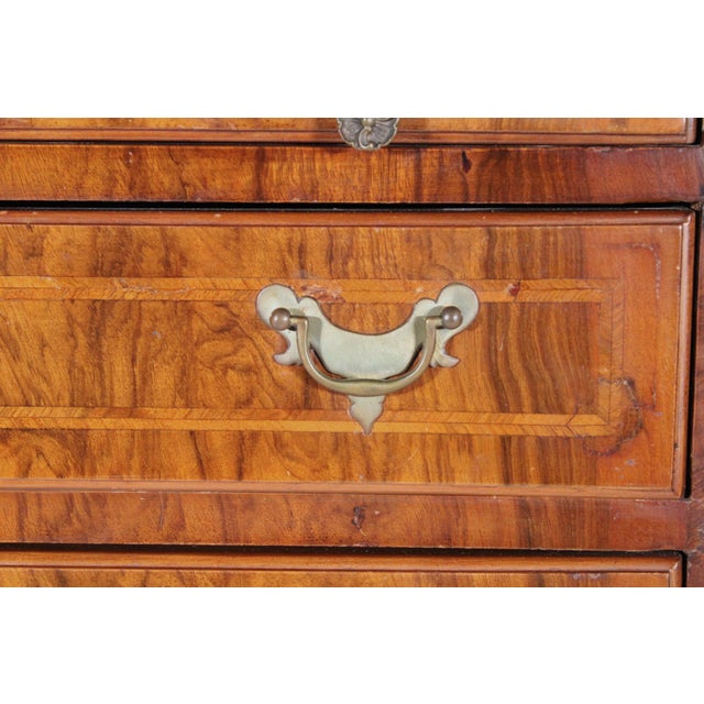 George I Style Burl Walnut Bachelor's Chest For Sale - Image 9 of 14