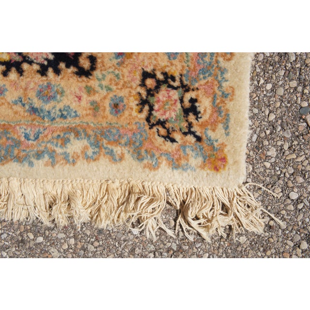Vintage French Aubusson Hand Knotted Beige & Blue Wool Area Rug 5' X 8.5' For Sale - Image 9 of 12