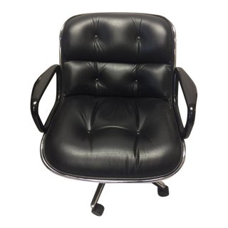 Charles Pollock for Knoll Executive Swivel Armchair in Black Leather For Sale