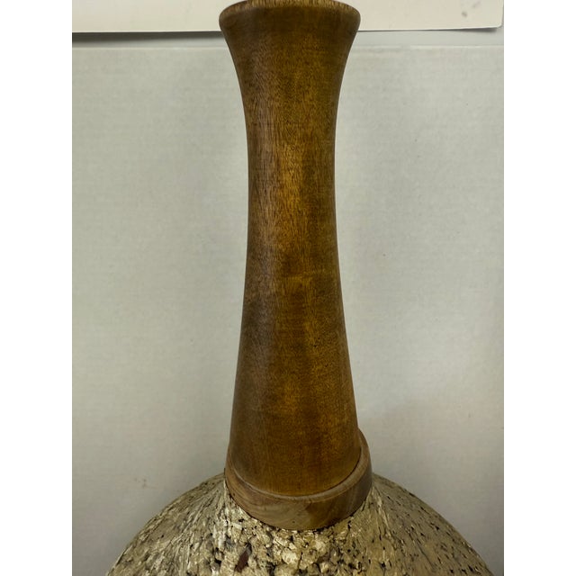 Mid Century Modern Cork and Walnut Lamp, XL For Sale In Reno/Lake Tahoe - Image 6 of 9