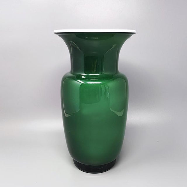Pair of 1970s Green Vases in Murano Glass by Carlo Nason, Made in Italy
