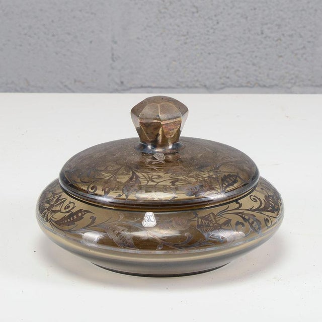 Silver Bowl with Glass Lid and Silver Decorations For Sale - Image 8 of 8