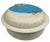 Handcrafted studio pottery covered dish featuring a whimsical fishing scene with applied fish and boat on the lid. Hand-...