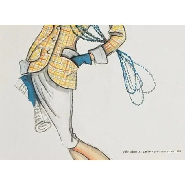 Valentino 1993 Valentino Italian Fashion Prints-Set of 2, Matted For Sale - Image 4 of 8