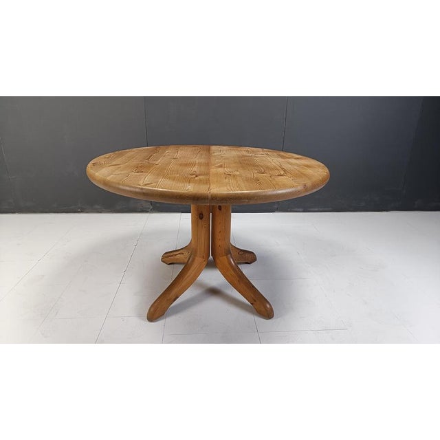 Round Pine Wood Dining Table by Rainer Daumiller, 1970s For Sale - Image 3 of 10
