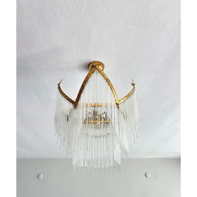 Vintage Tiered Glass Rod Chandelier – Dramatic Shadow Light For Sale - Image 16 of 17