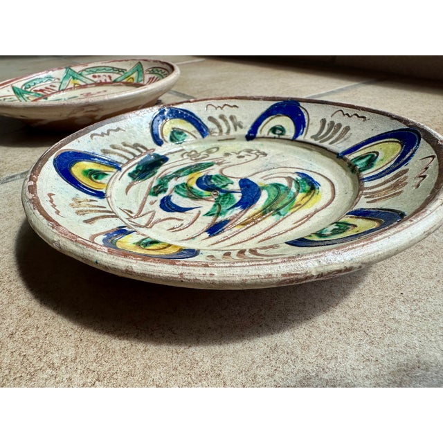 Hand-Painted Hutsul Wall Plates with Rooster Motif, Romania, 1950s, Set of 2 For Sale - Image 11 of 13