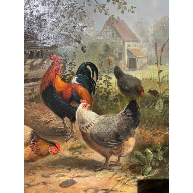 Framed Oil-on-Board Farmyard Scene in the Dusseldorf School Style, Circa Mid-Century For Sale - Image 16 of 16