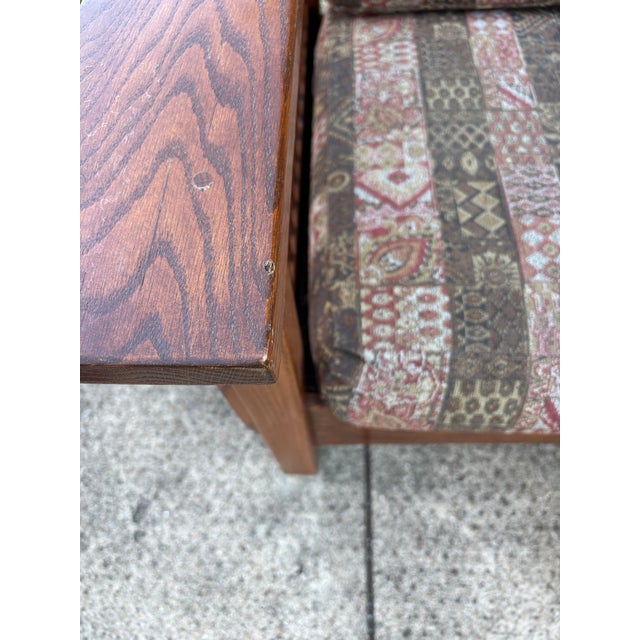 Late 20th Century Arts and Crafts Mission Style Oak Sofa With Ottoman For Sale - Image 11 of 15