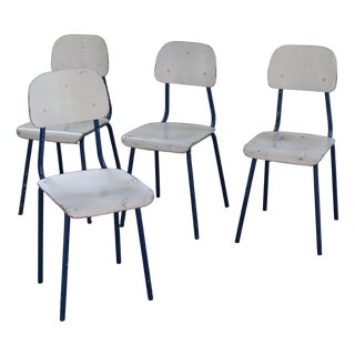 Blue and White Chairs, 1960s, Set of 4 For Sale
