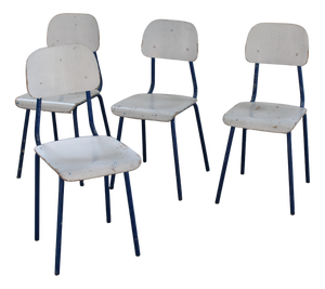 Blue and White Chairs, 1960s, Set of 4