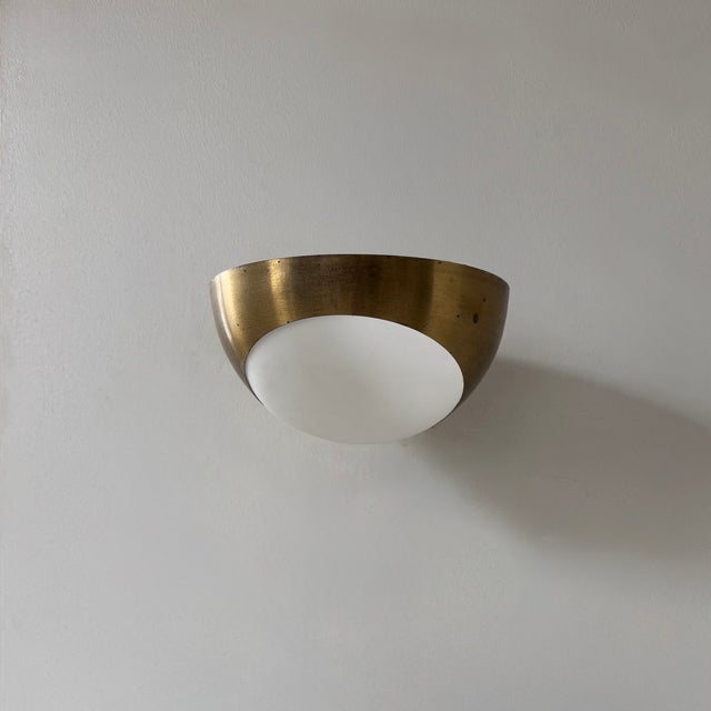 Vintage Brass and Glass Wall Lights, Italy, 1960, Set of 2 For Sale - Image 10 of 11