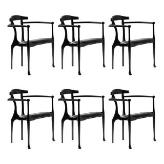 Mid-Century Modern Black Gaulino Spanish Easy Chairs by Oscar Tusquets, 2010, Set of 6 For Sale