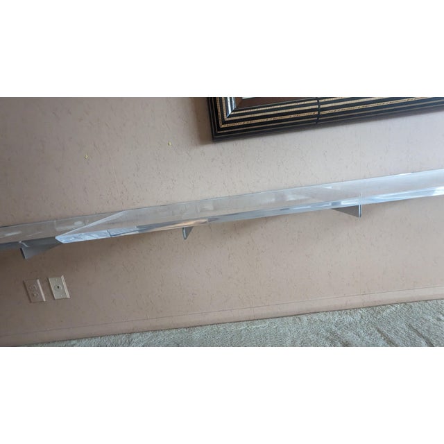 Monumental Mid Century Modern Lucite & Chrome Floating Wall Shelf Acrylic MCM For Sale - Image 15 of 18