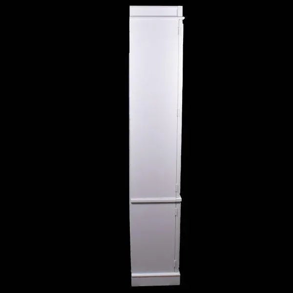 Faux Bamboo White Glass Doors Cabinet in nice as found vintage condition. There are minor imperfections to the NEWLY...