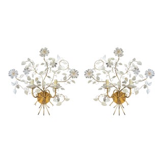 Pair of French Maison Baguès Rock Crystal Sconces For Sale