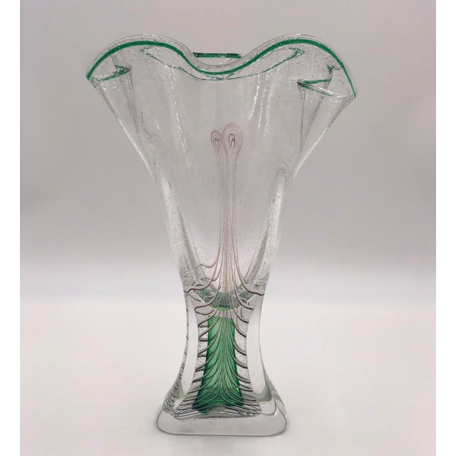 1930s Signed Adam Jablonski Crystal Art Glass Vase For Sale - Image 4 of 4